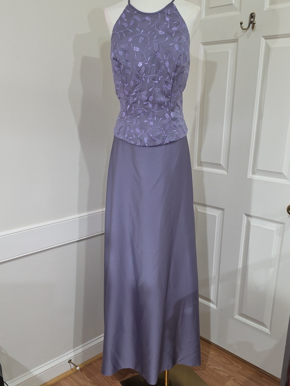 Mori Lee Two Piece Evening Gown-Lavender Satin Size 15/16 Fits Modern Size 10/12 - Picture 1 of 15